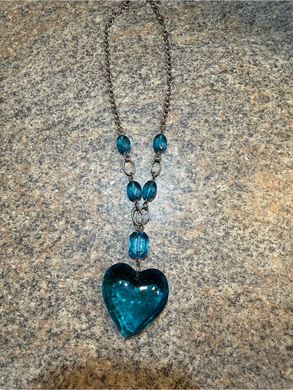 Blue Heart Pendant Necklace - Women Jewelry